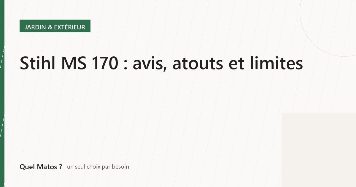 Stihl MS 170 : avis, atouts et limites